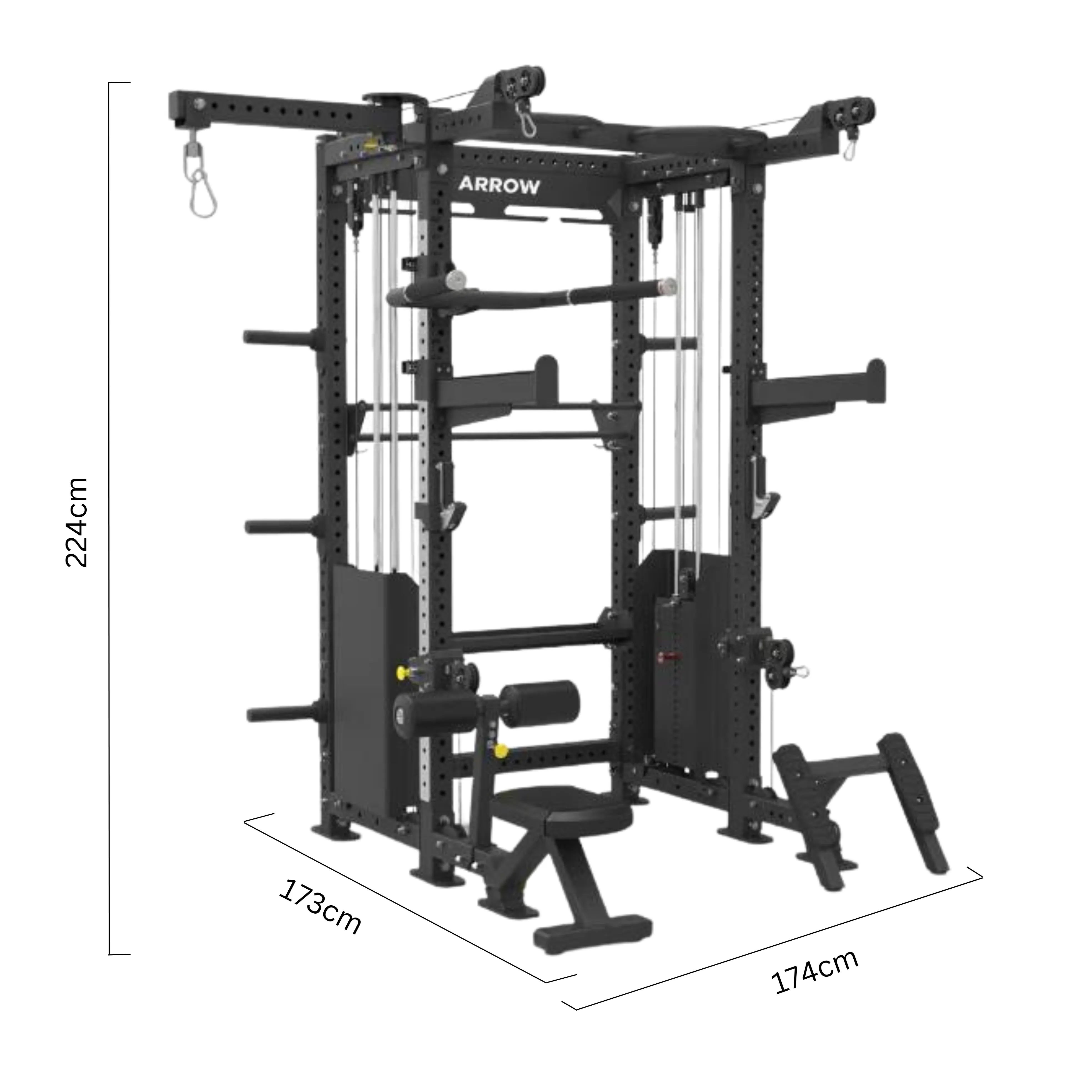 ARROW Complete Gym   50kg Rubber Coated Weight Plate Package   6x Floor Tiles    Olympic Barbell   Bench