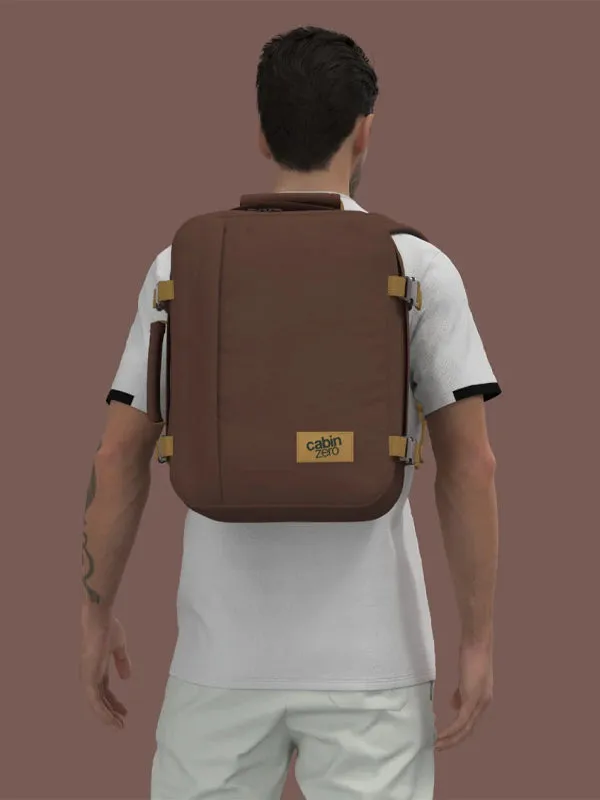 Cabinzero Classic 28L Backpack in Belgian Chocolate Color