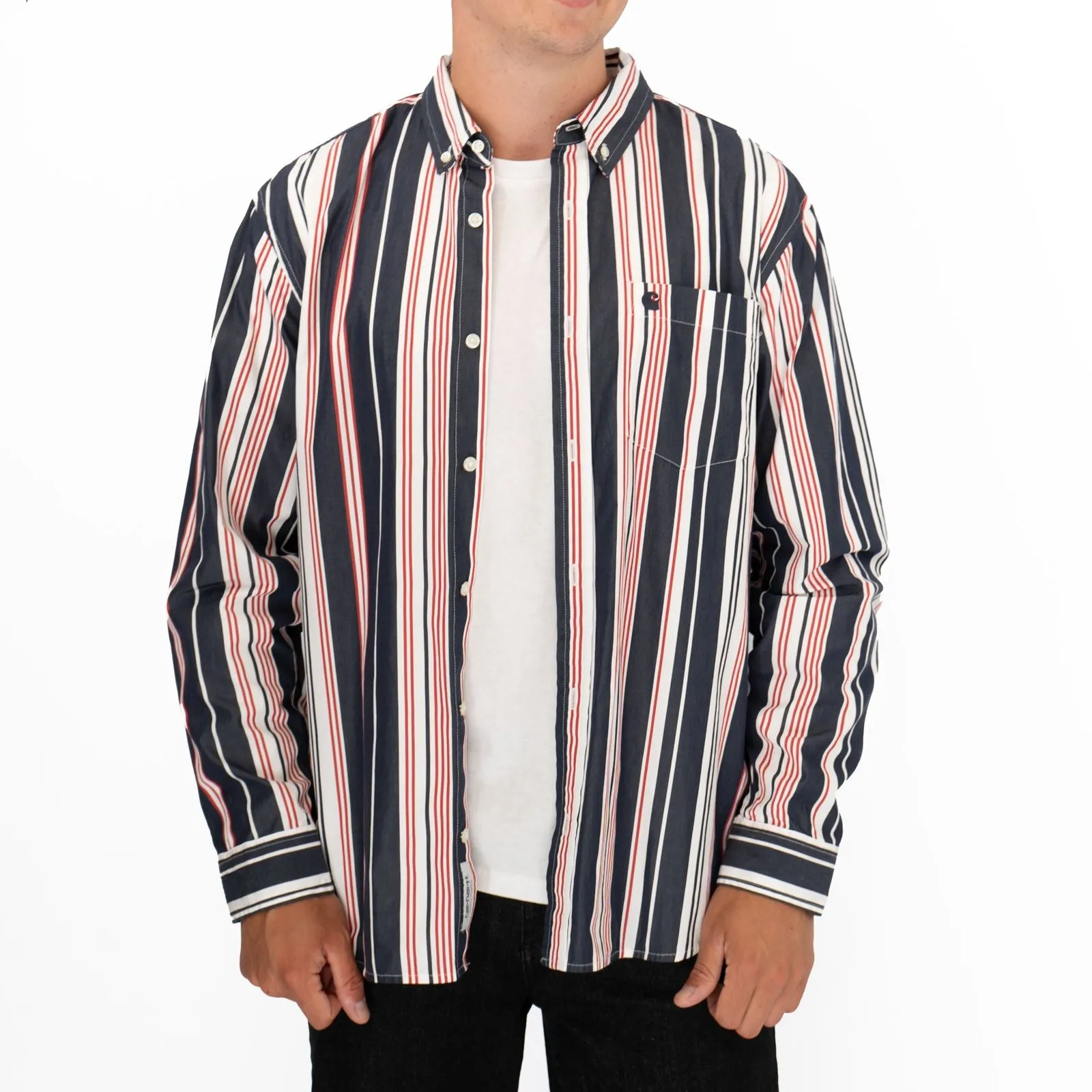 Carhartt WIP Men Long Sleeve Navy Romero Shirt