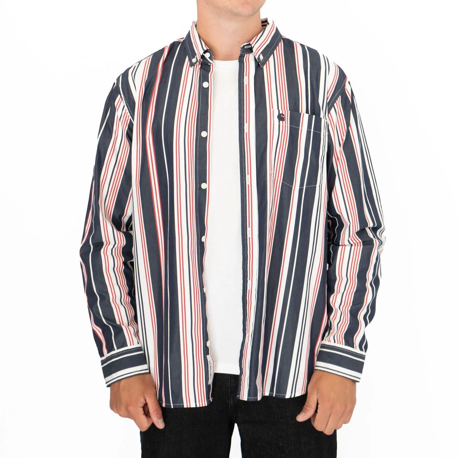 Carhartt WIP Men Long Sleeve Navy Romero Shirt