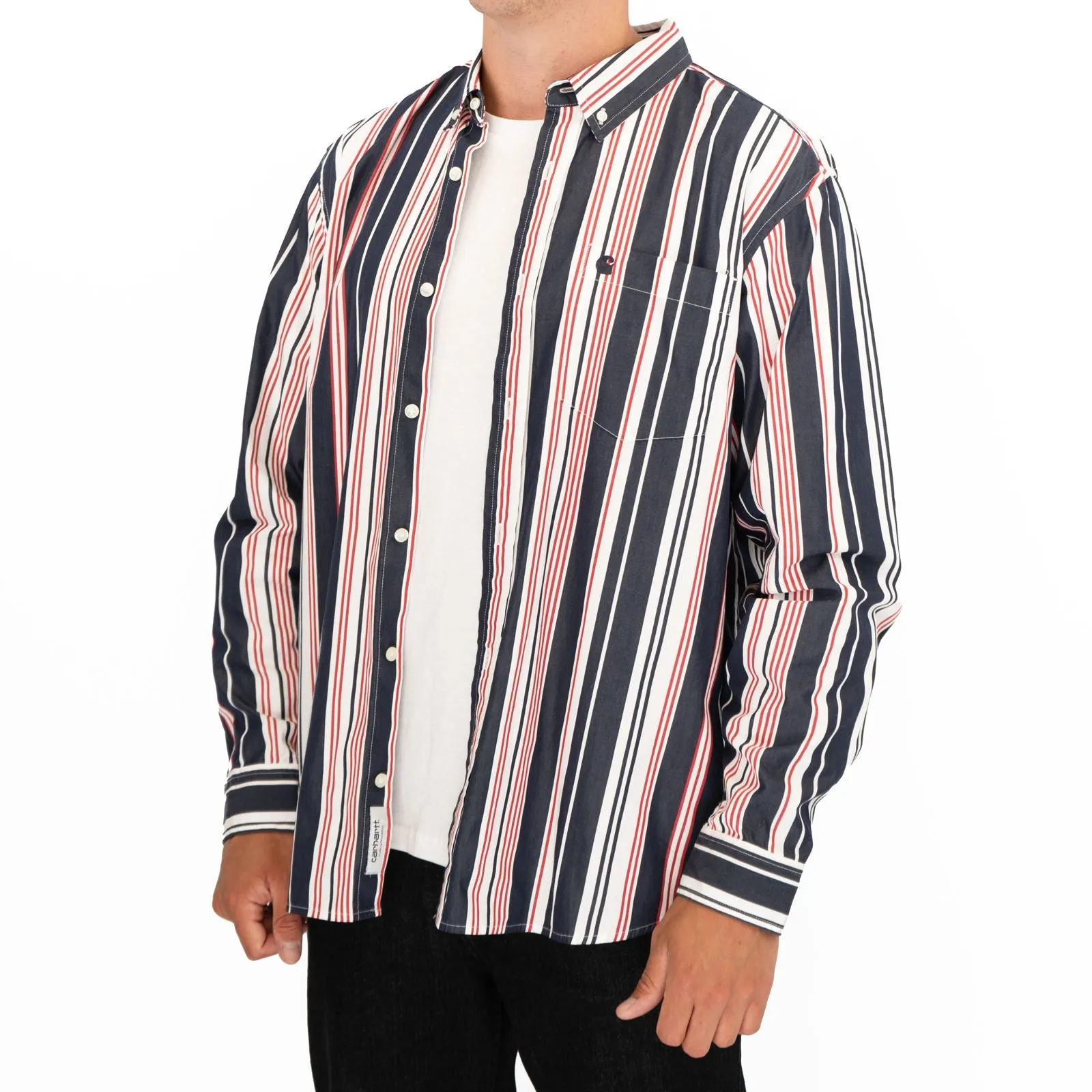 Carhartt WIP Men Long Sleeve Navy Romero Shirt