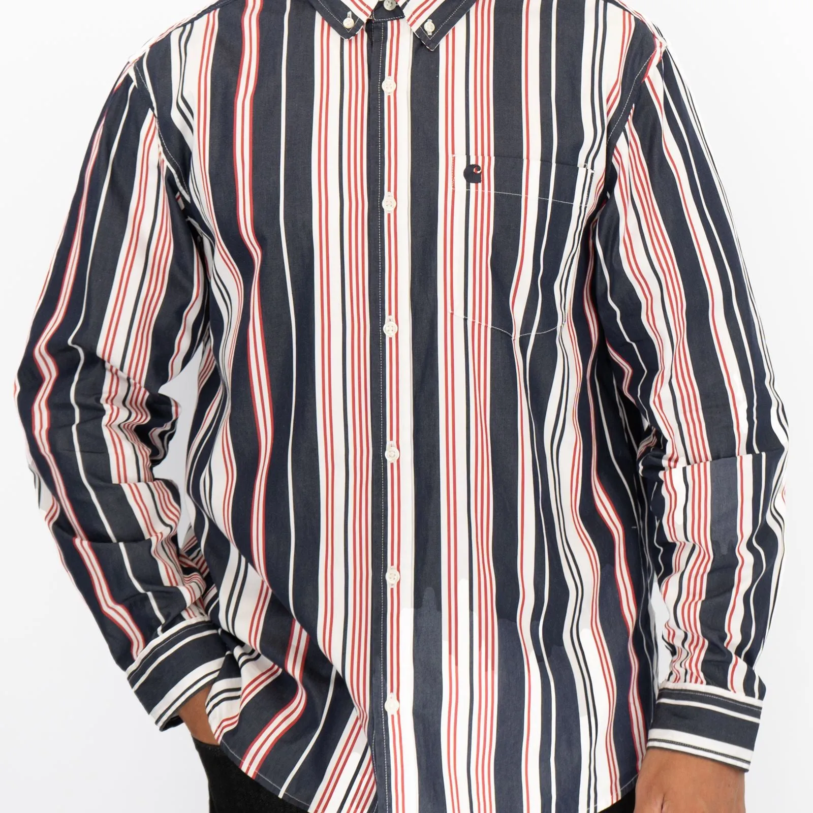 Carhartt WIP Men Long Sleeve Navy Romero Shirt