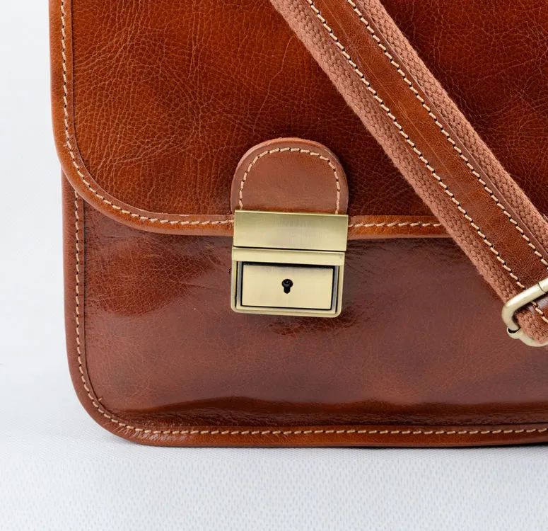 Delamore Tan Leather Briefcase