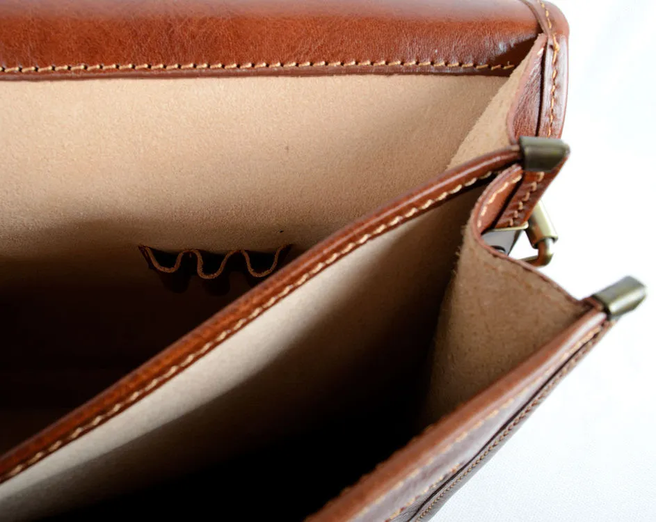 Delamore Tan Leather Briefcase