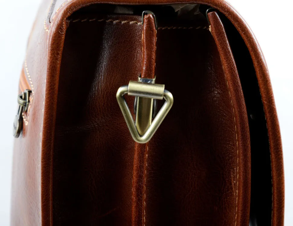 Delamore Tan Leather Briefcase