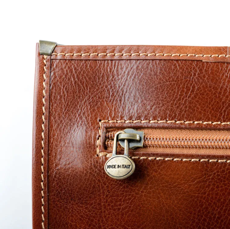 Delamore Tan Leather Briefcase