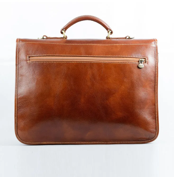 Delamore Tan Leather Briefcase