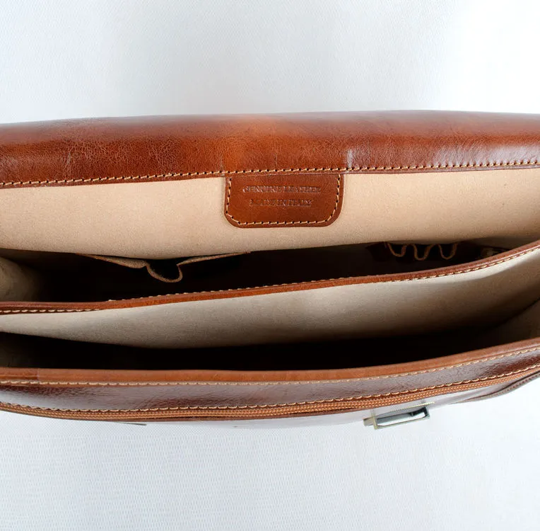 Delamore Tan Leather Briefcase