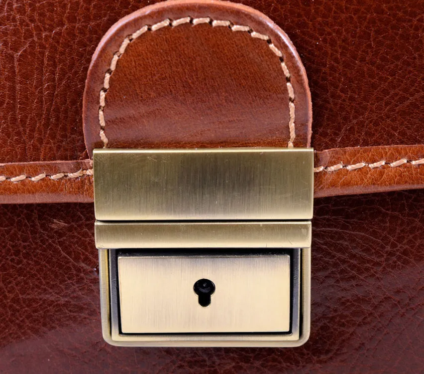 Delamore Tan Leather Briefcase