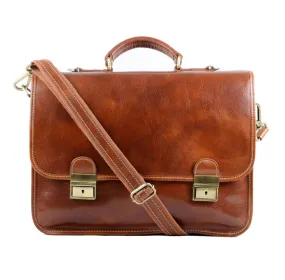 Delamore Tan Leather Briefcase