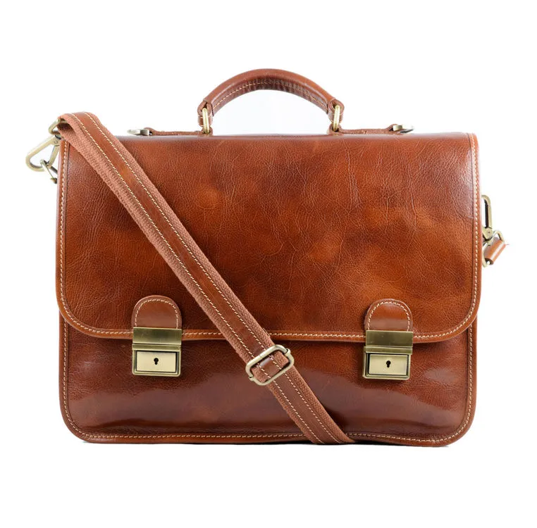 Delamore Tan Leather Briefcase