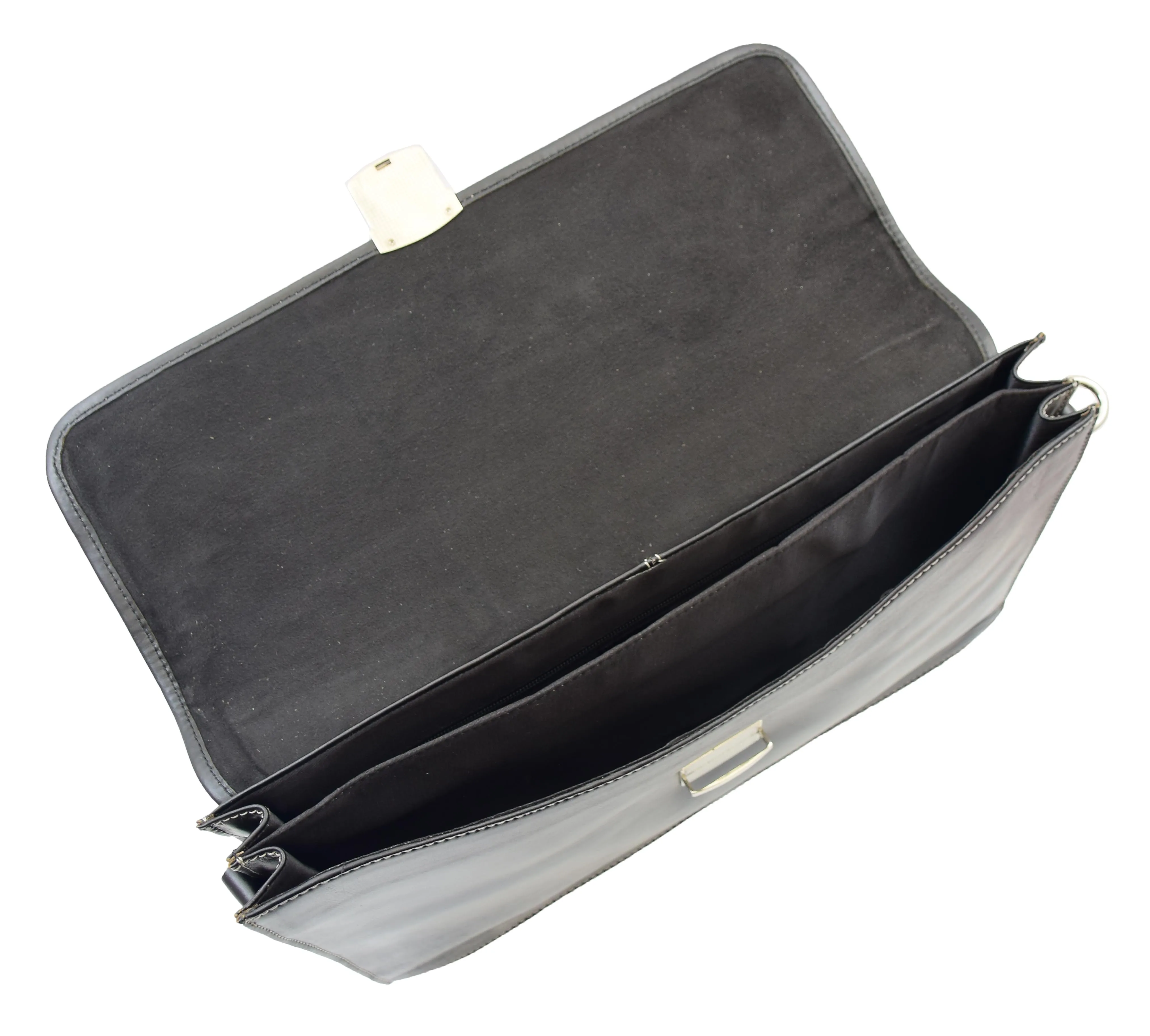 DR321 Men's Leather Slimline Organiser Briefcase Black