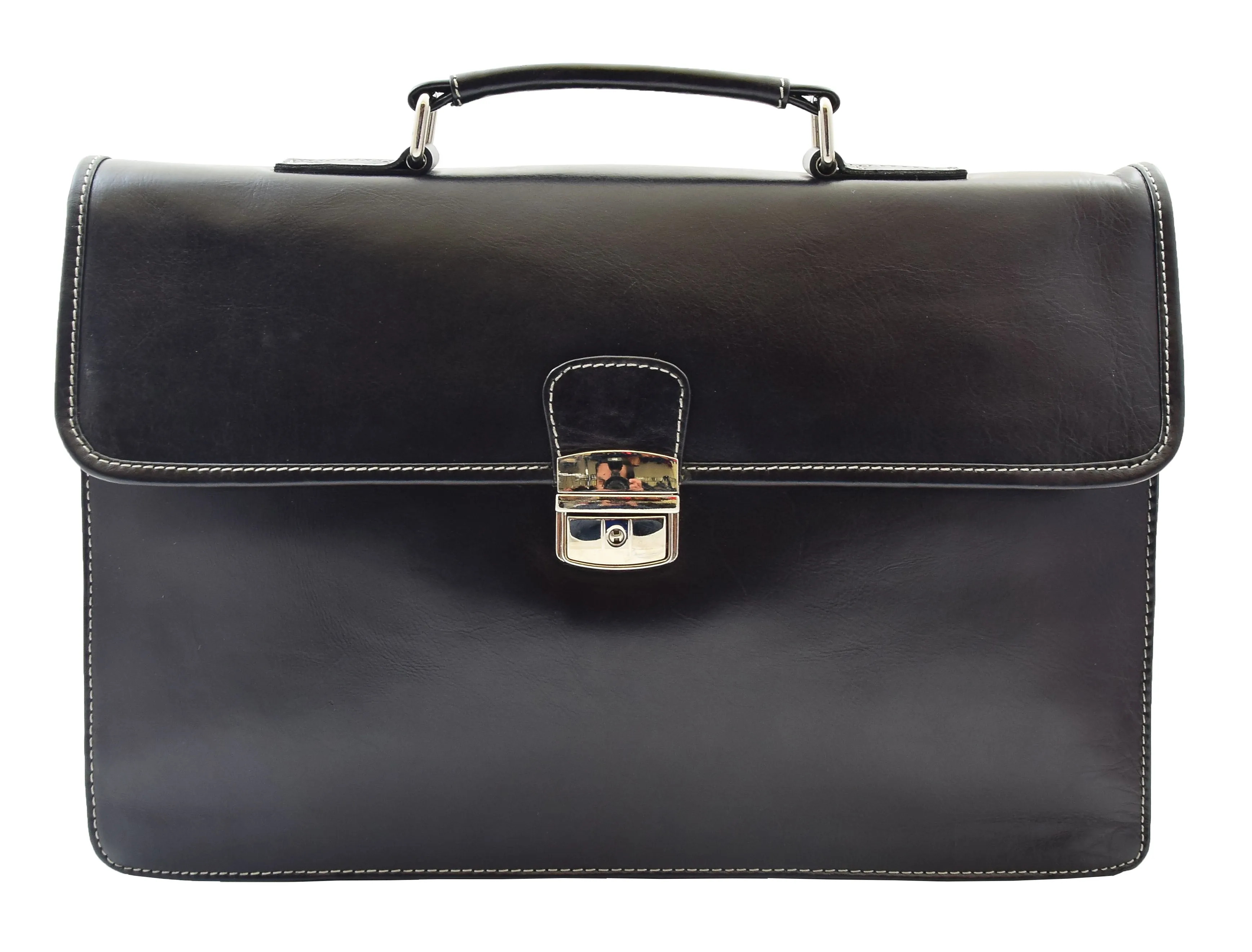 DR321 Men's Leather Slimline Organiser Briefcase Black