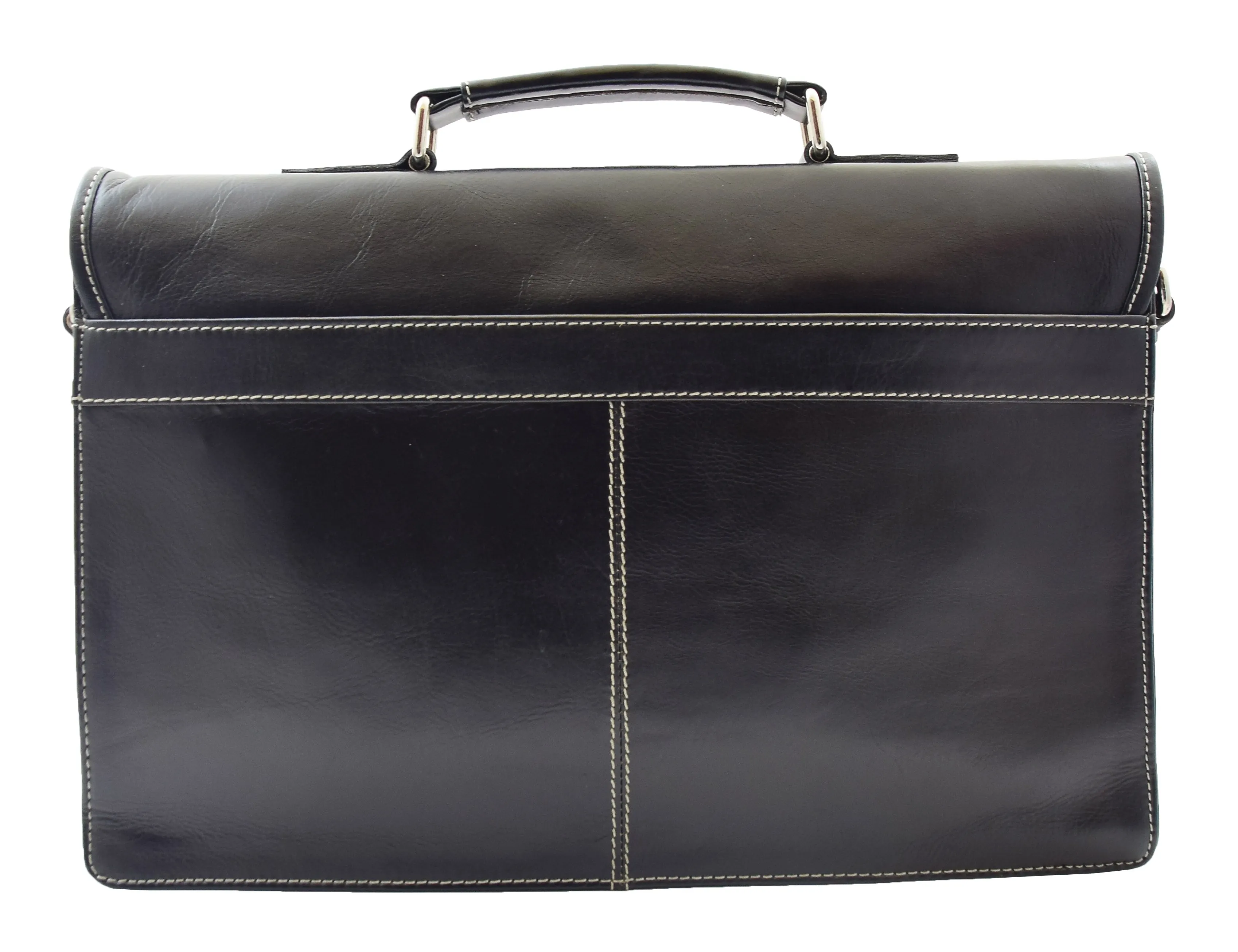 DR321 Men's Leather Slimline Organiser Briefcase Black