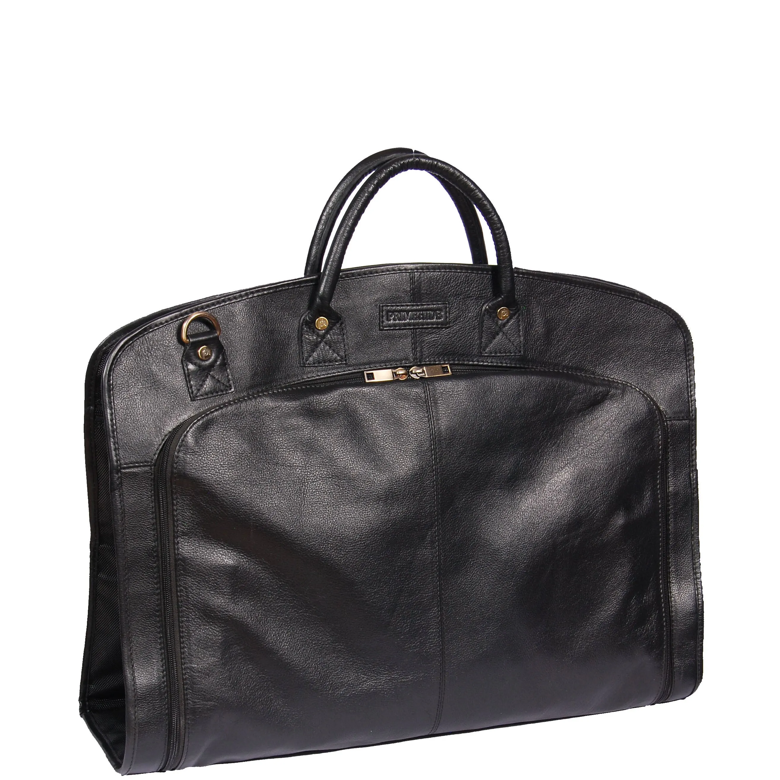 Genuine Soft Leather Suit Carrier Dress Garment Bag A173 Black