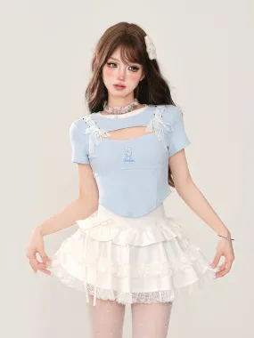 Lace Blue Top Slim Open