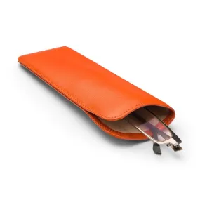 Large Leather Glasses Case - Soft Orange