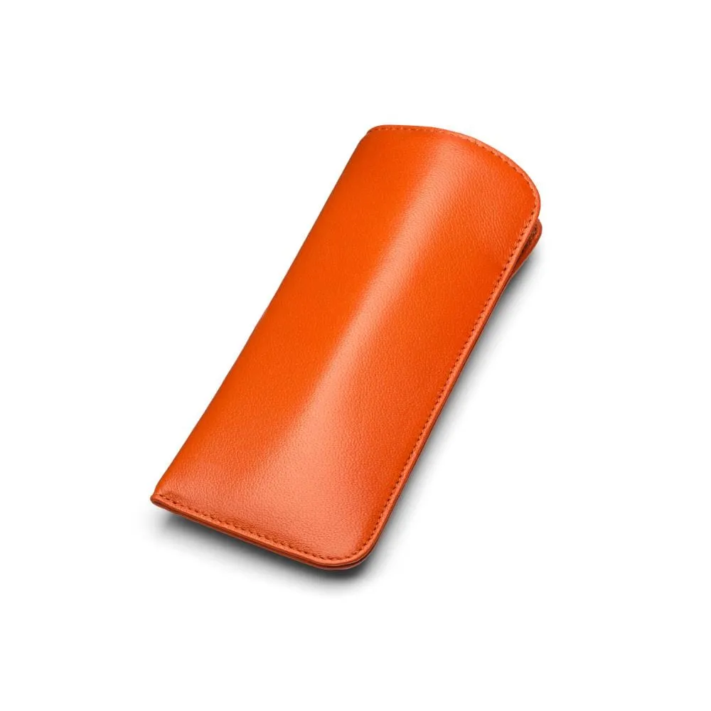 Large Leather Glasses Case - Soft Orange