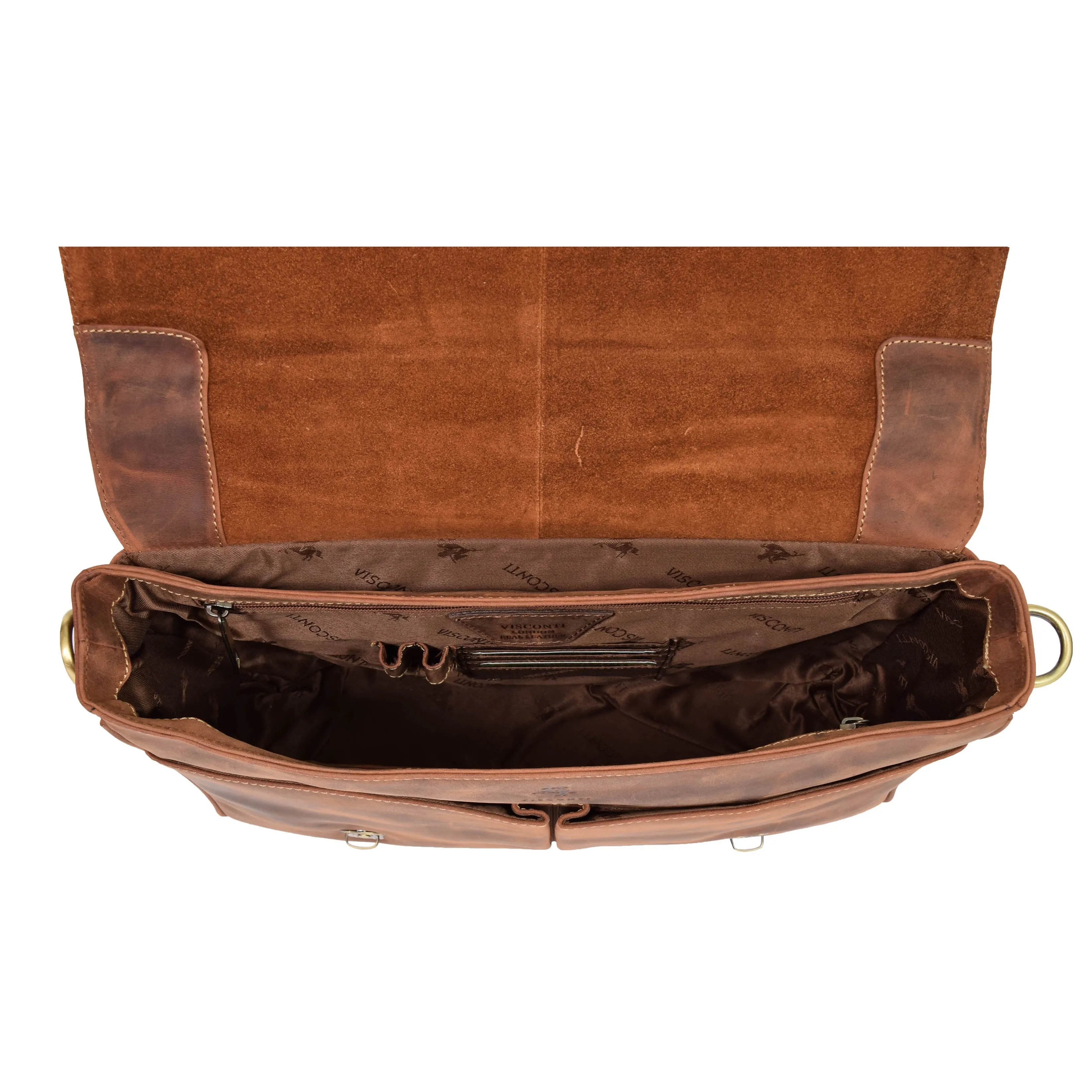 Mens REAL Leather Briefcase Vintage Look Satchel Shoulder Bag A167 Tan