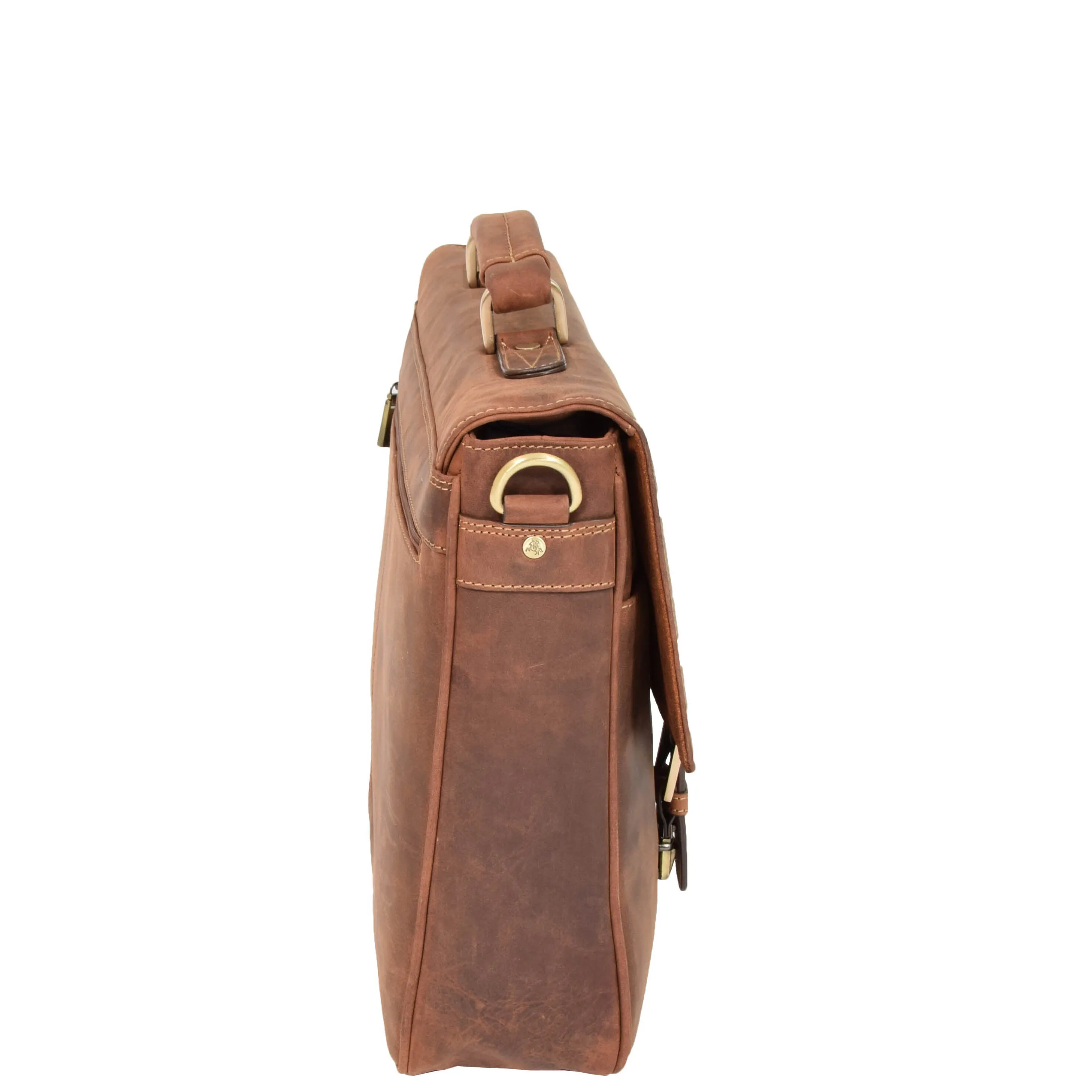 Mens REAL Leather Briefcase Vintage Look Satchel Shoulder Bag A167 Tan