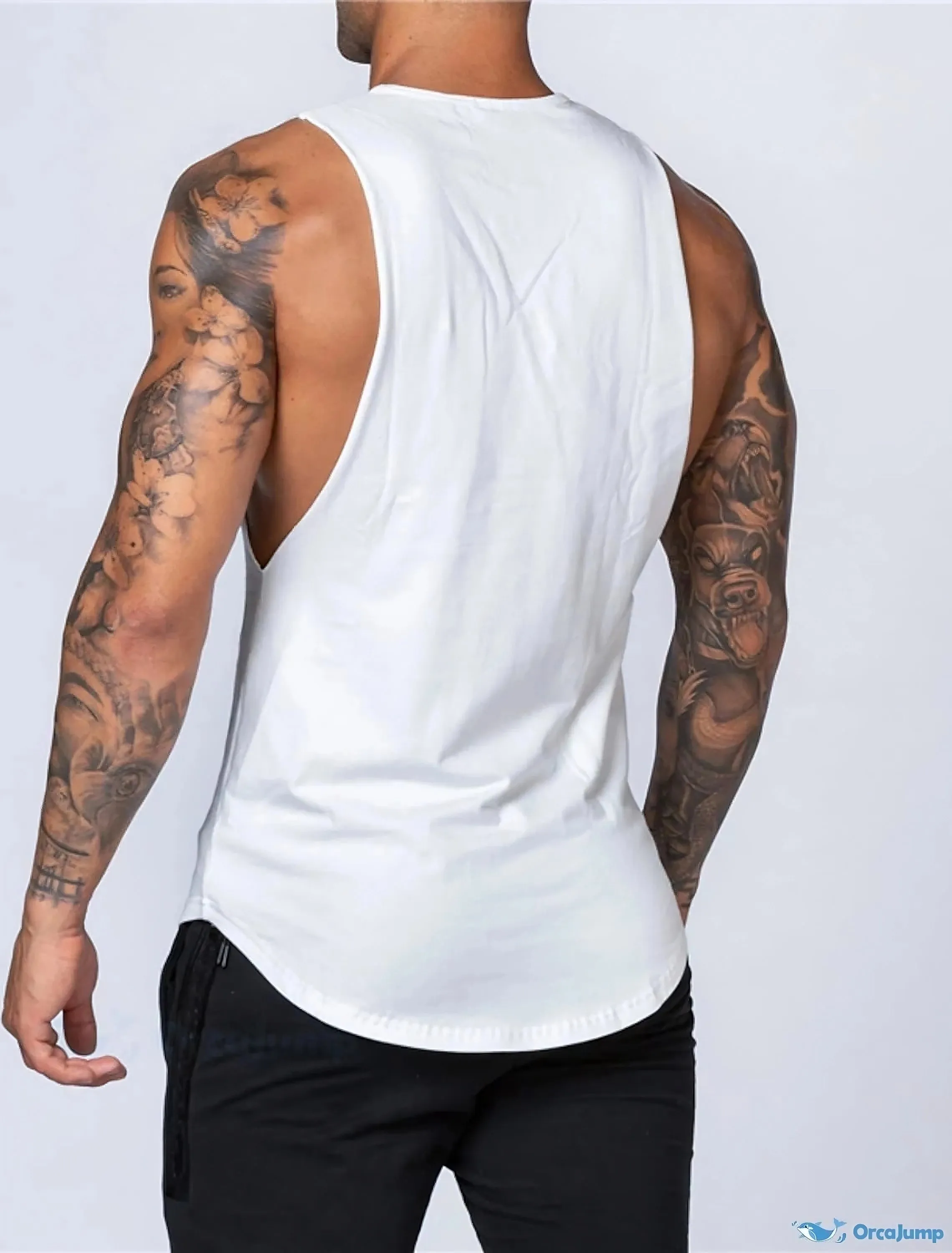 MuscleDaddy Power Tank - Drop Arm - White