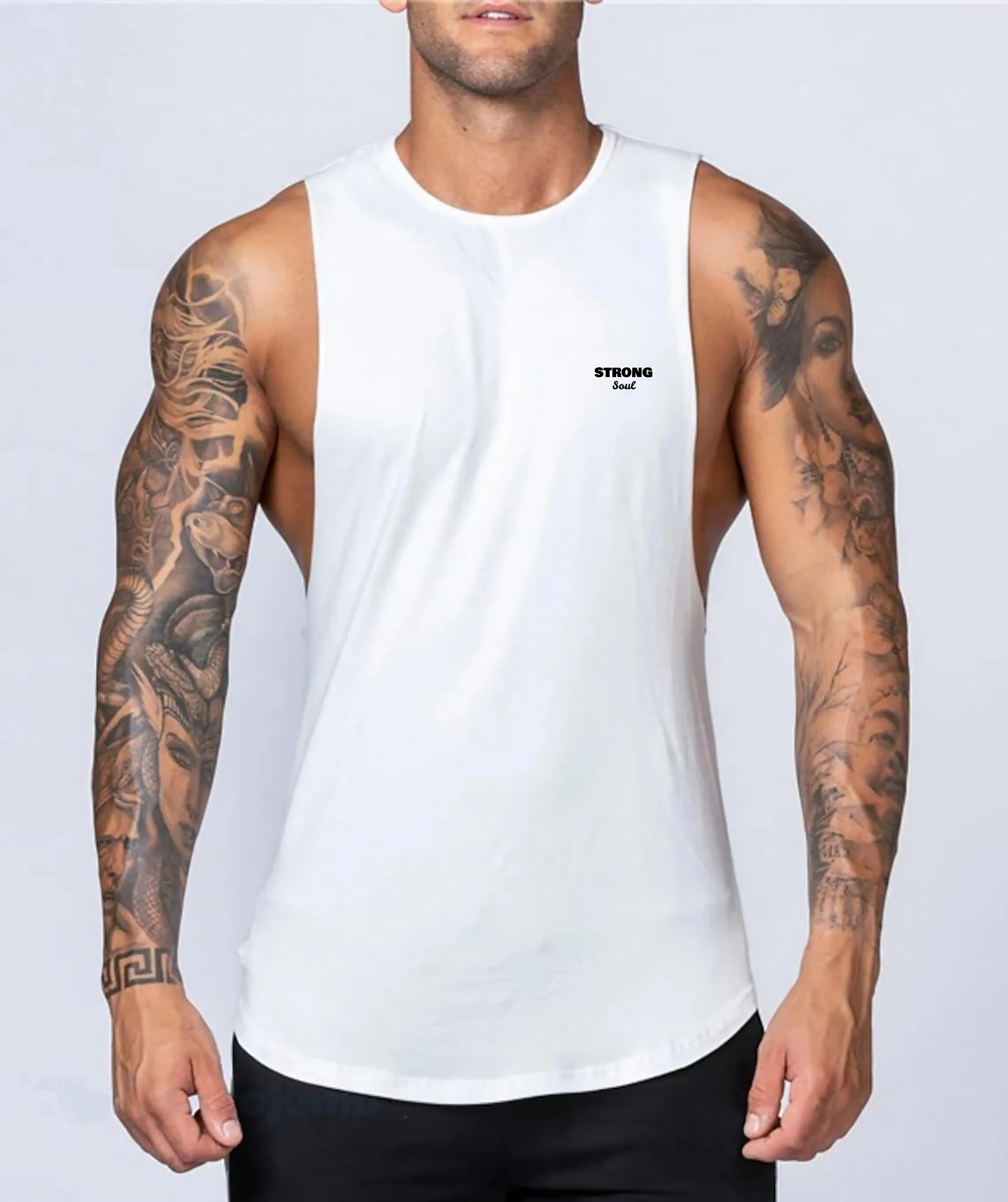 MuscleDaddy Power Tank - Drop Arm - White