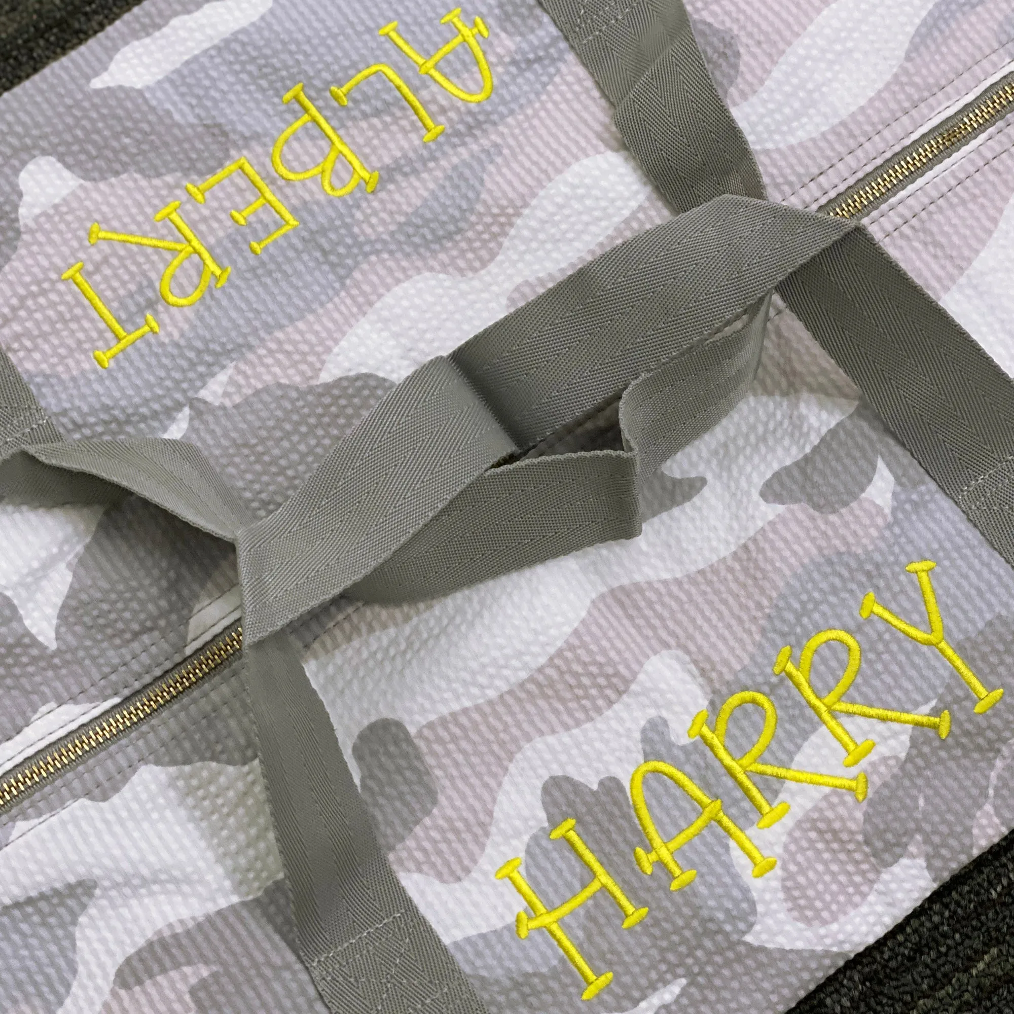 Personalized Seersucker Snow Camo Duffel Bag