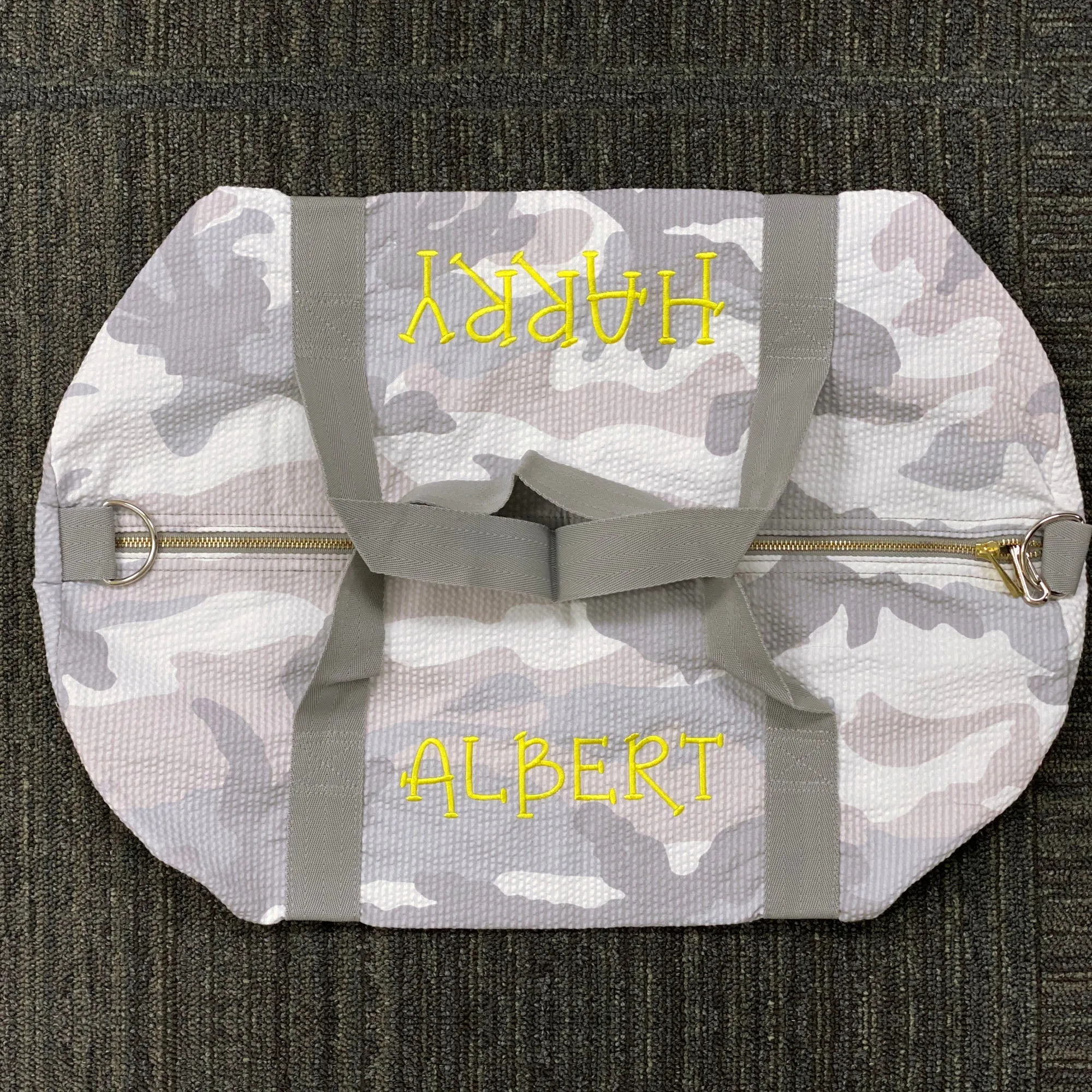 Personalized Seersucker Snow Camo Duffel Bag