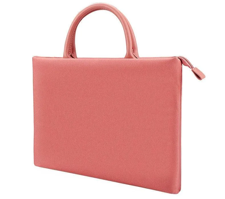 Shockproof Soft Handle Zipper Laptop Bag- Pink