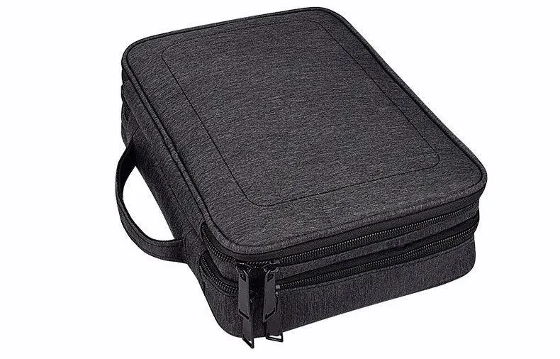 Soft Fabric Water Resistant Sleeve Double Zip Ipad Pouch Case- Black