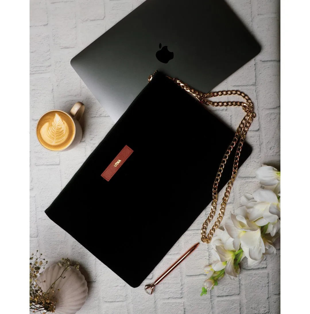 Suede Black Glam Laptop Sleeve