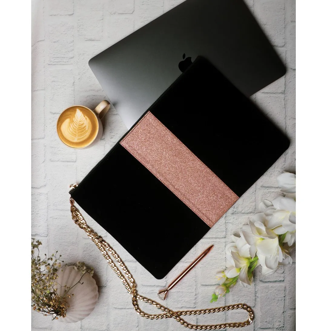 Suede Black Glam Laptop Sleeve