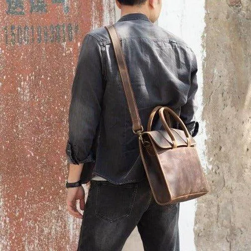 Woosir Slim Leather Laptop Bag for Men
